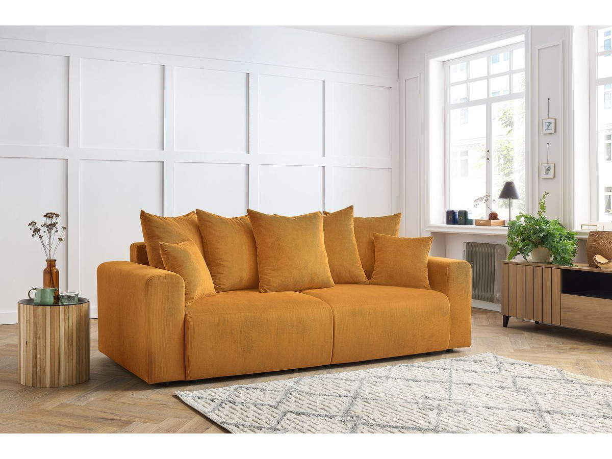 Canapé droit 3 places ENVY velours côtelé jaune — vue 5