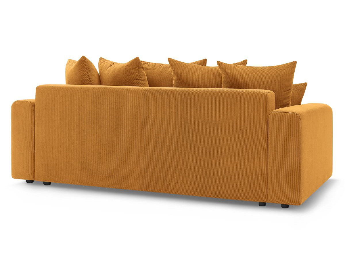 Canapé d'angle fixe EVEREST tissu chiné - Orange - Angle droit - 10 coussins