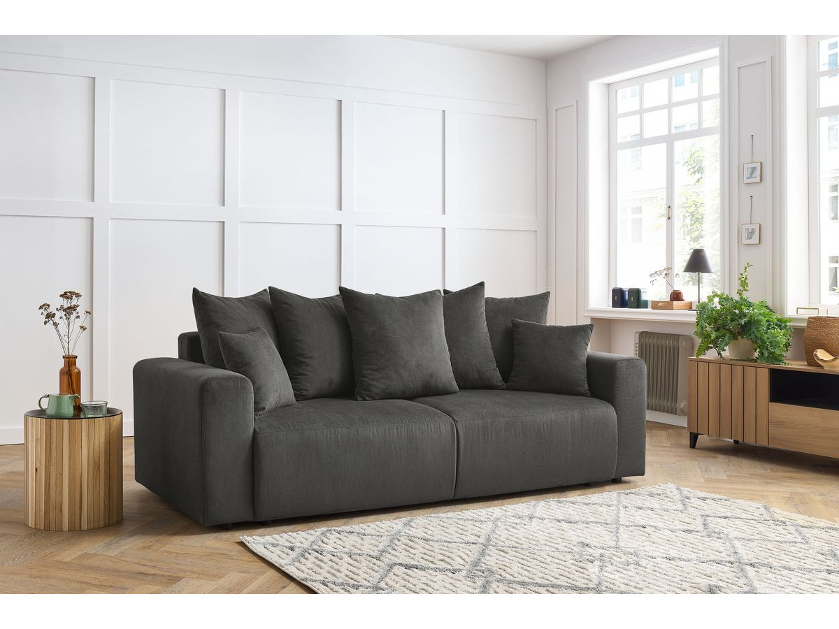 Canapé droit 3 places ENVY velours côtelé gris foncé — vue 5