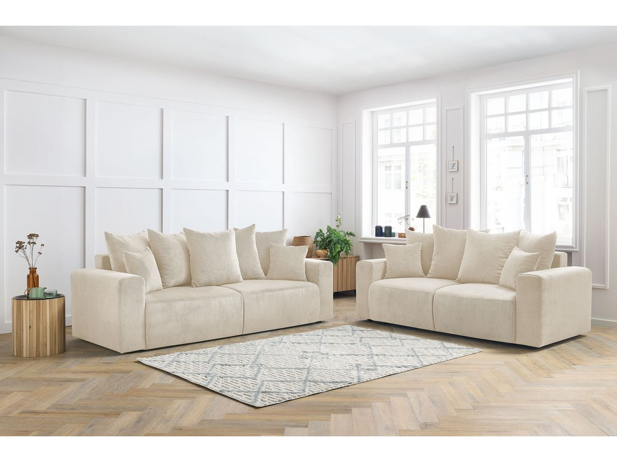 ENVY 3 + 2 zits vaste rechte bankstel in corduroy