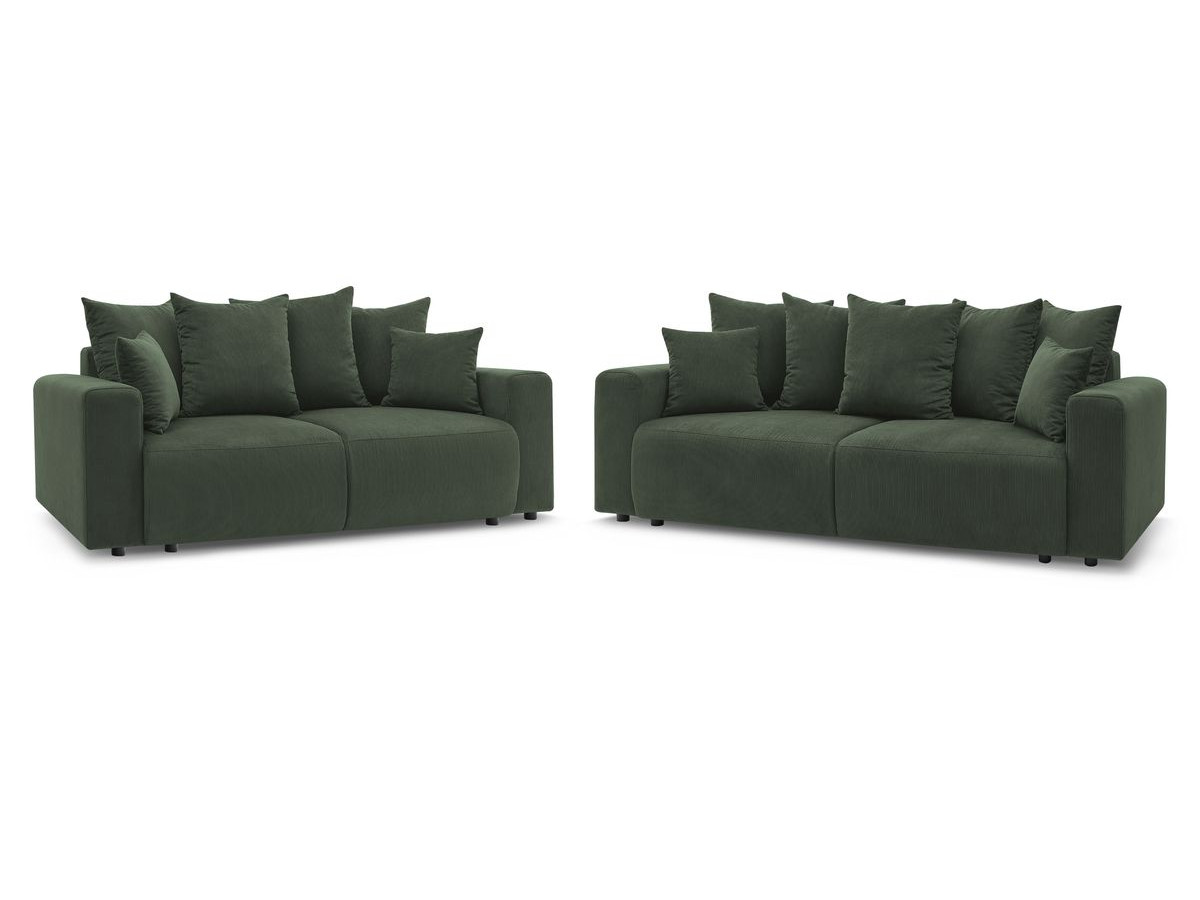 Ensemble canapé droit fixe 3 + 2 places ENVY velours côtelé