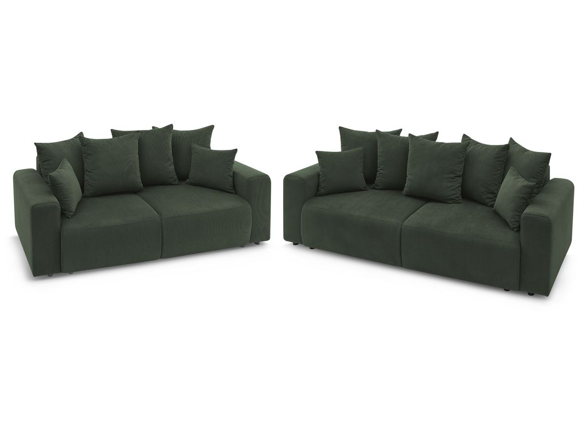 Ensemble canapé droit fixe 3 + 2 places ENVY velours côtelé