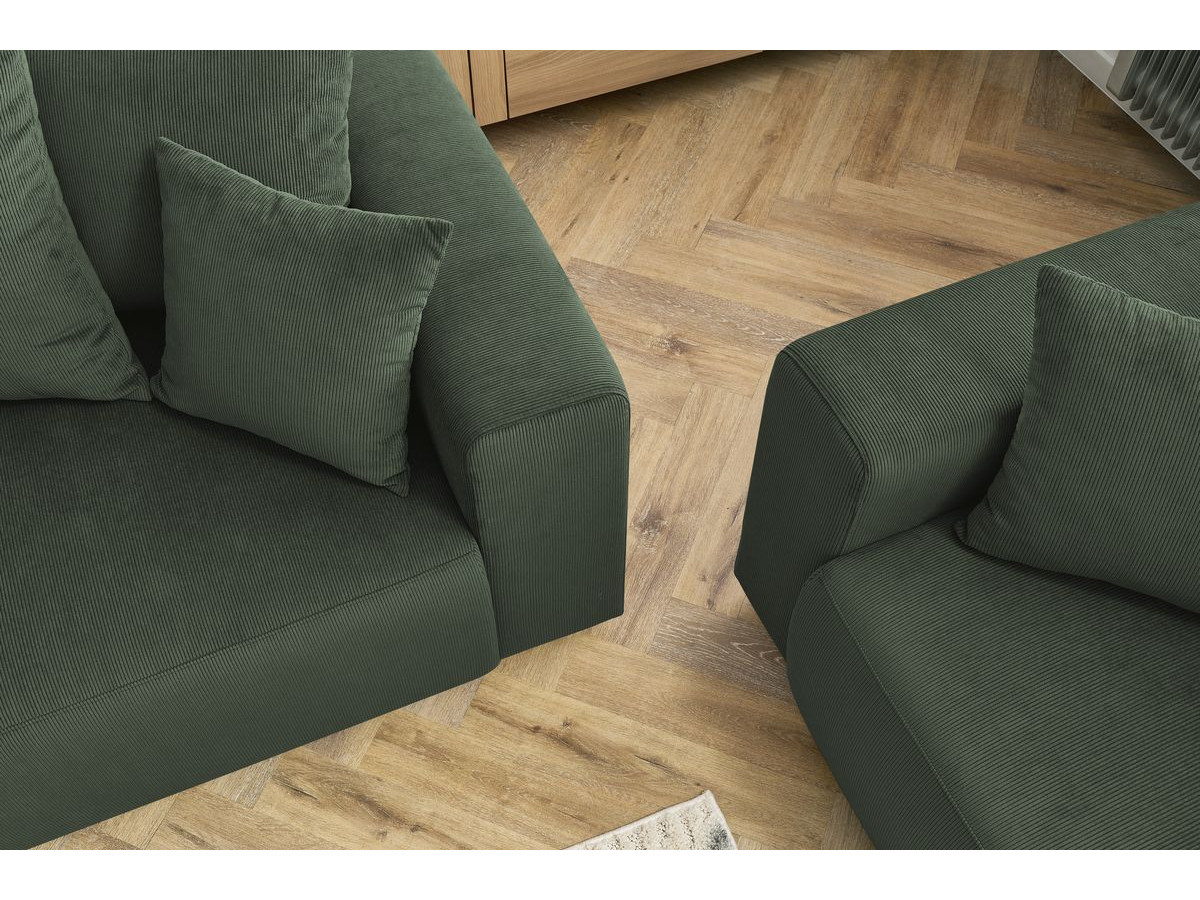 Ensemble canapé droit fixe 3 + 2 places ENVY velours côtelé