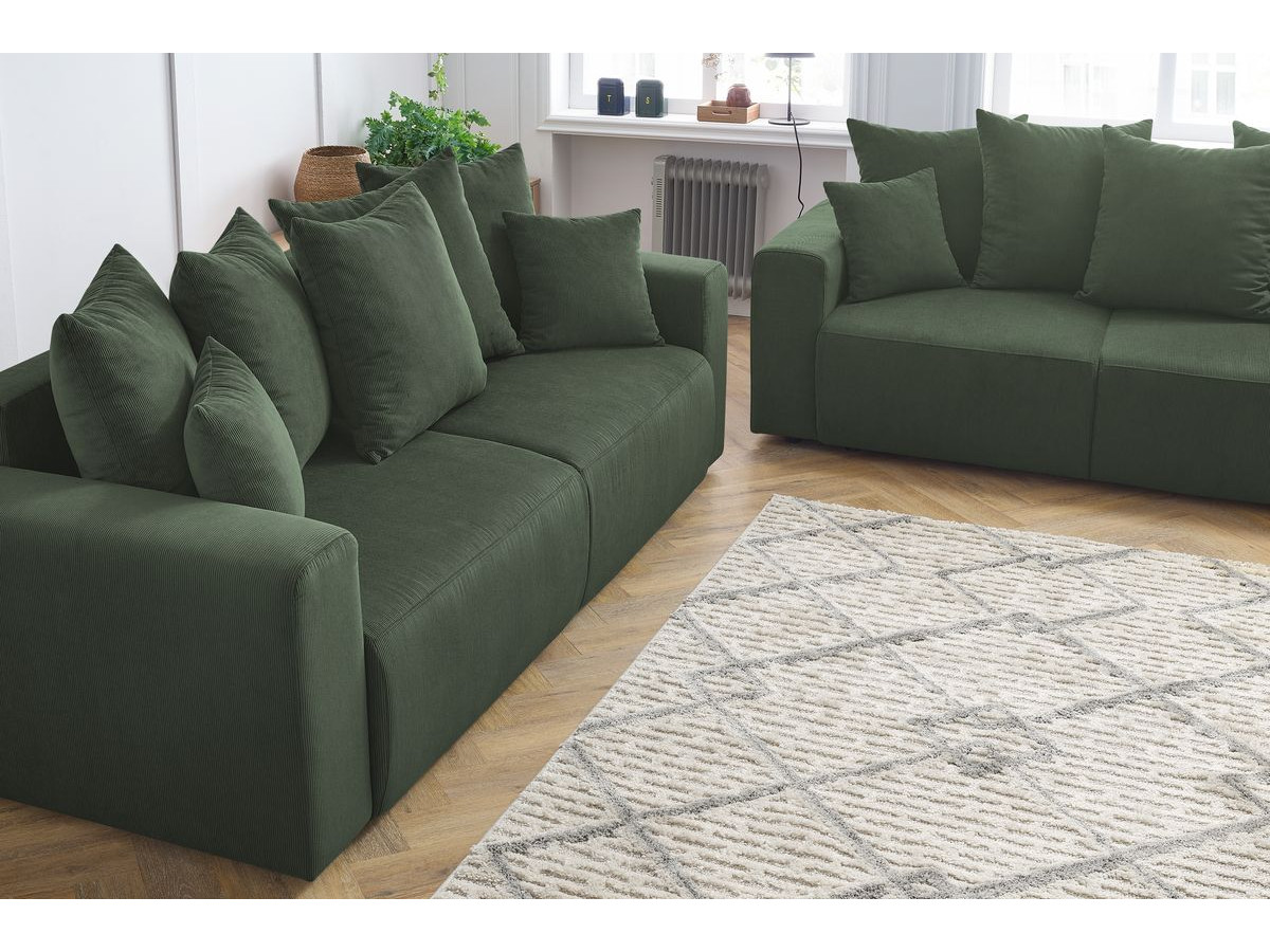 Ensemble canapé droit fixe 3 + 2 places ENVY velours côtelé