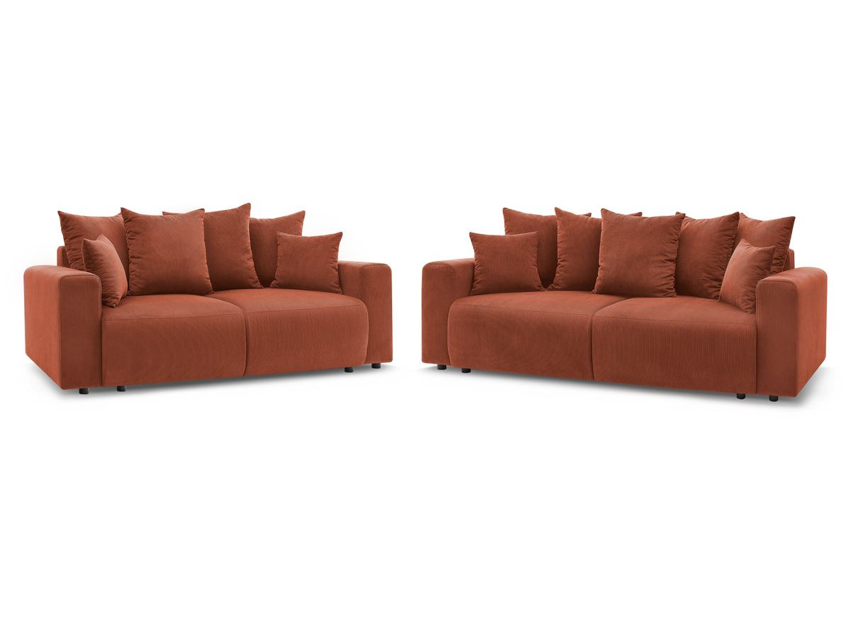 Ensemble canapé droit fixe 3 + 2 places ENVY velours côtelé