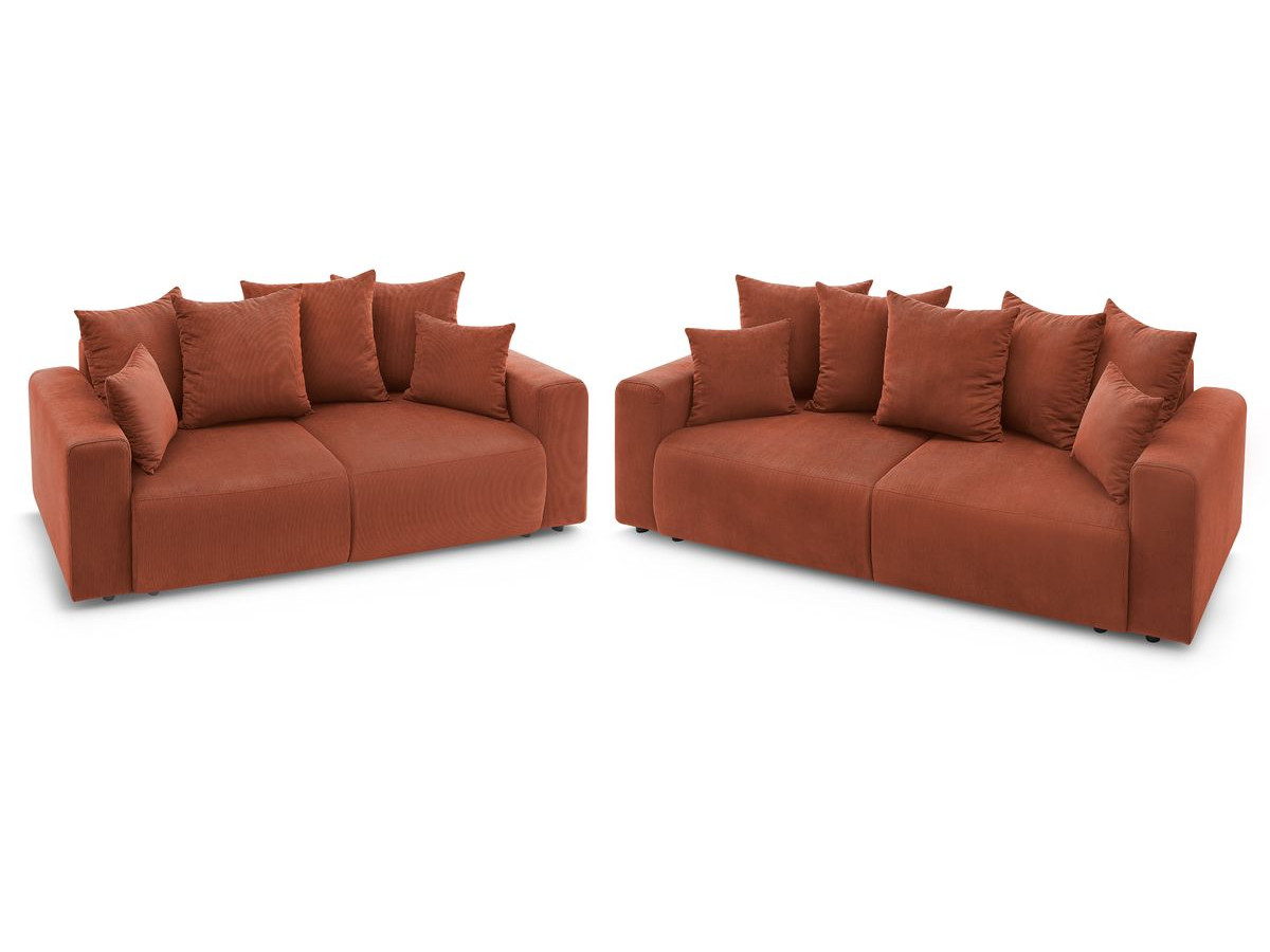 Ensemble canapé droit fixe 3 + 2 places ENVY velours côtelé