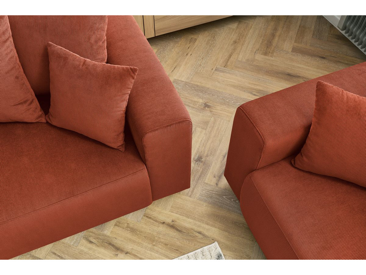 Ensemble canapé droit fixe 3 + 2 places ENVY velours côtelé