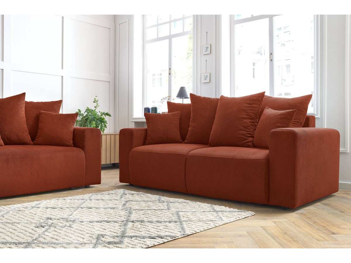 Ensemble canapé droit fixe 3 + 2 places ENVY velours côtelé