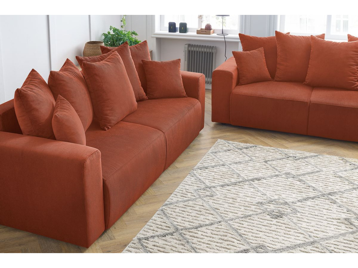 Ensemble canapé droit fixe 3 + 2 places ENVY velours côtelé