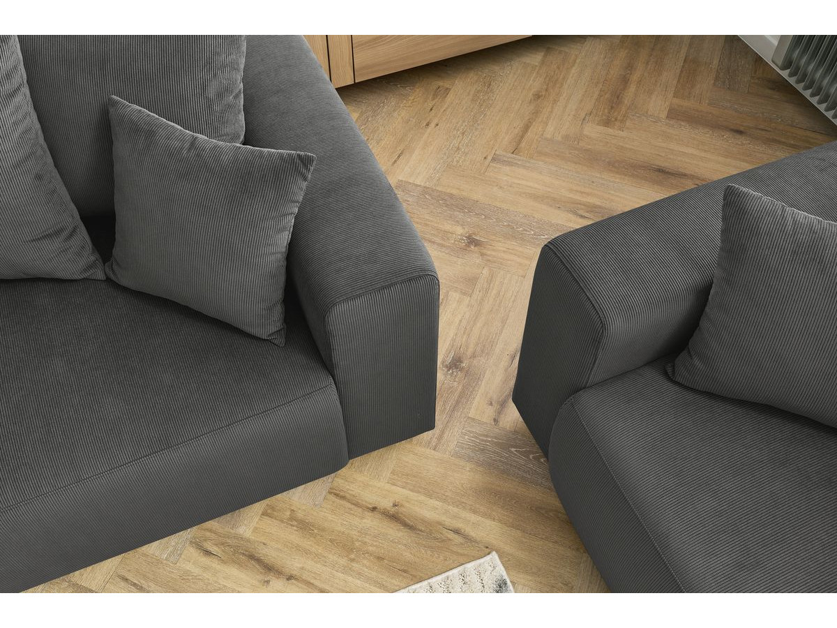 Ensemble canapé droit fixe 3 + 2 places ENVY velours côtelé