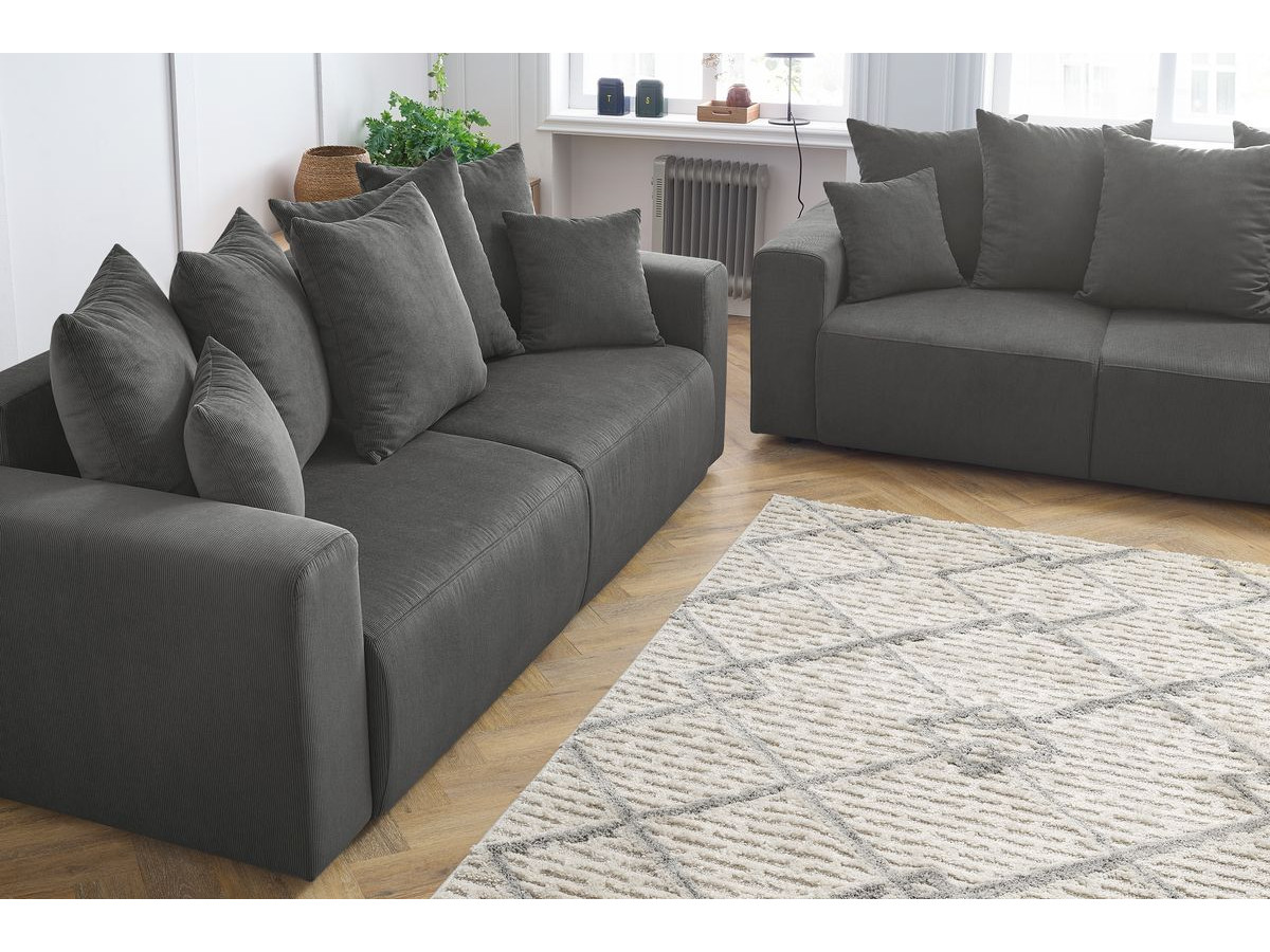 Ensemble canapé droit fixe 3 + 2 places ENVY velours côtelé