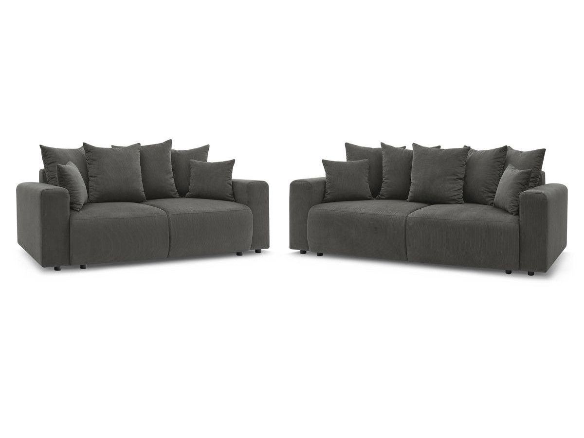 Ensemble canapé droit fixe 3 + 2 places ENVY velours côtelé