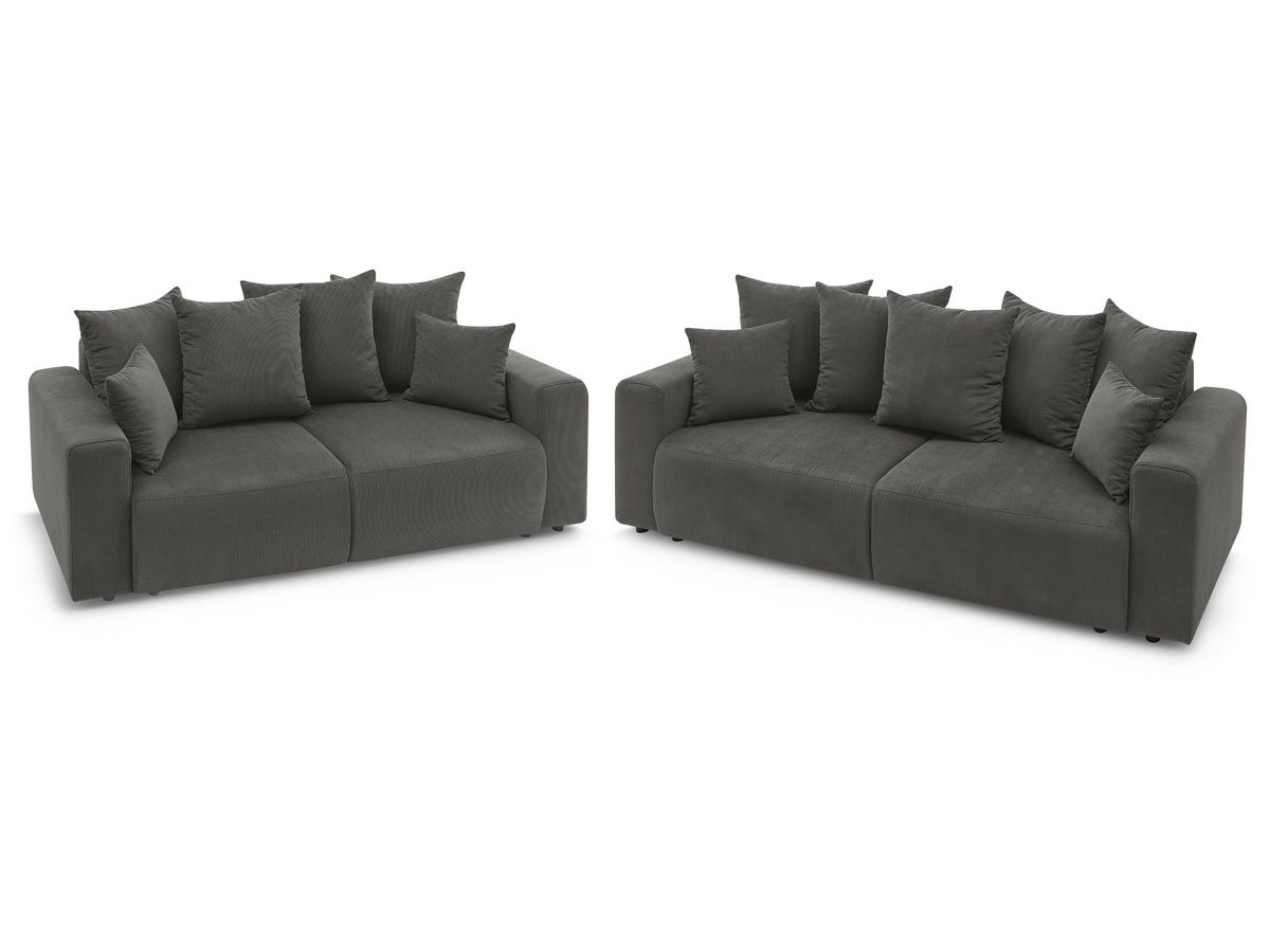 Ensemble canapé droit fixe 3 + 2 places ENVY velours côtelé