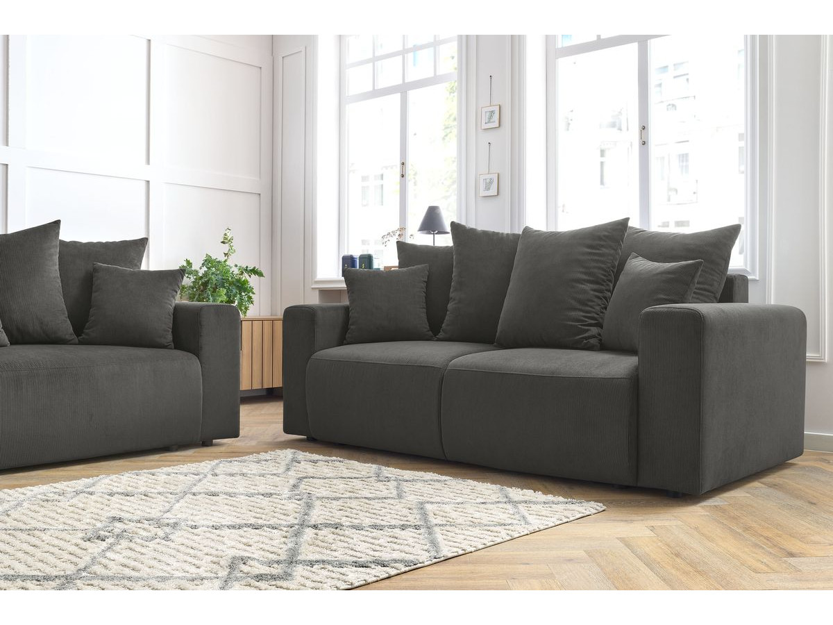 Ensemble canapé droit fixe 3 + 2 places ENVY velours côtelé