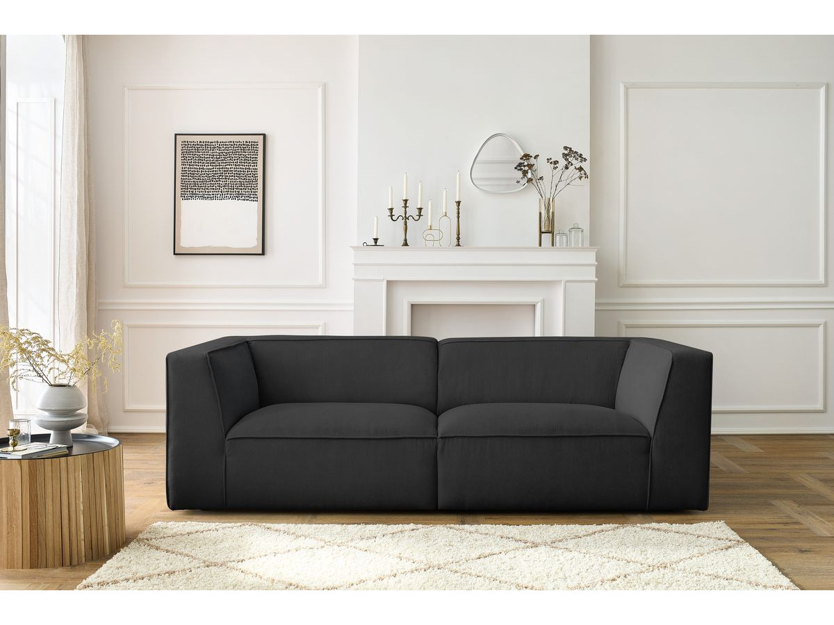 Canapé droit 3 places MOLIERE velours côtelé gris foncé — vue 4