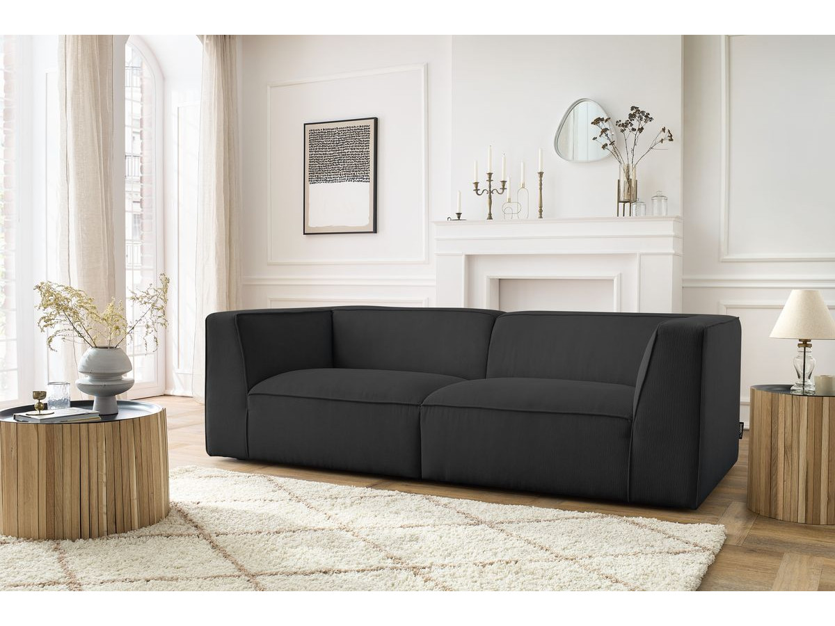 Canapé droit 3 places MOLIERE velours côtelé gris foncé — vue 5