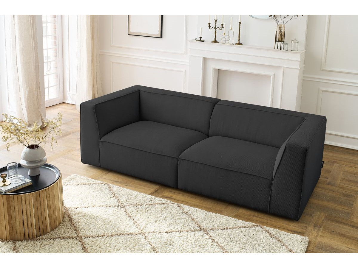 Canapé droit 3 places MOLIERE velours côtelé gris foncé — vue 6