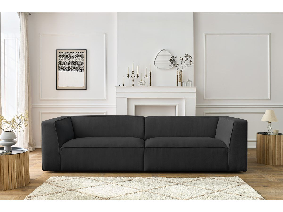 Canapé droit 4 places MOLIERE velours côtelé gris foncé — vue 4