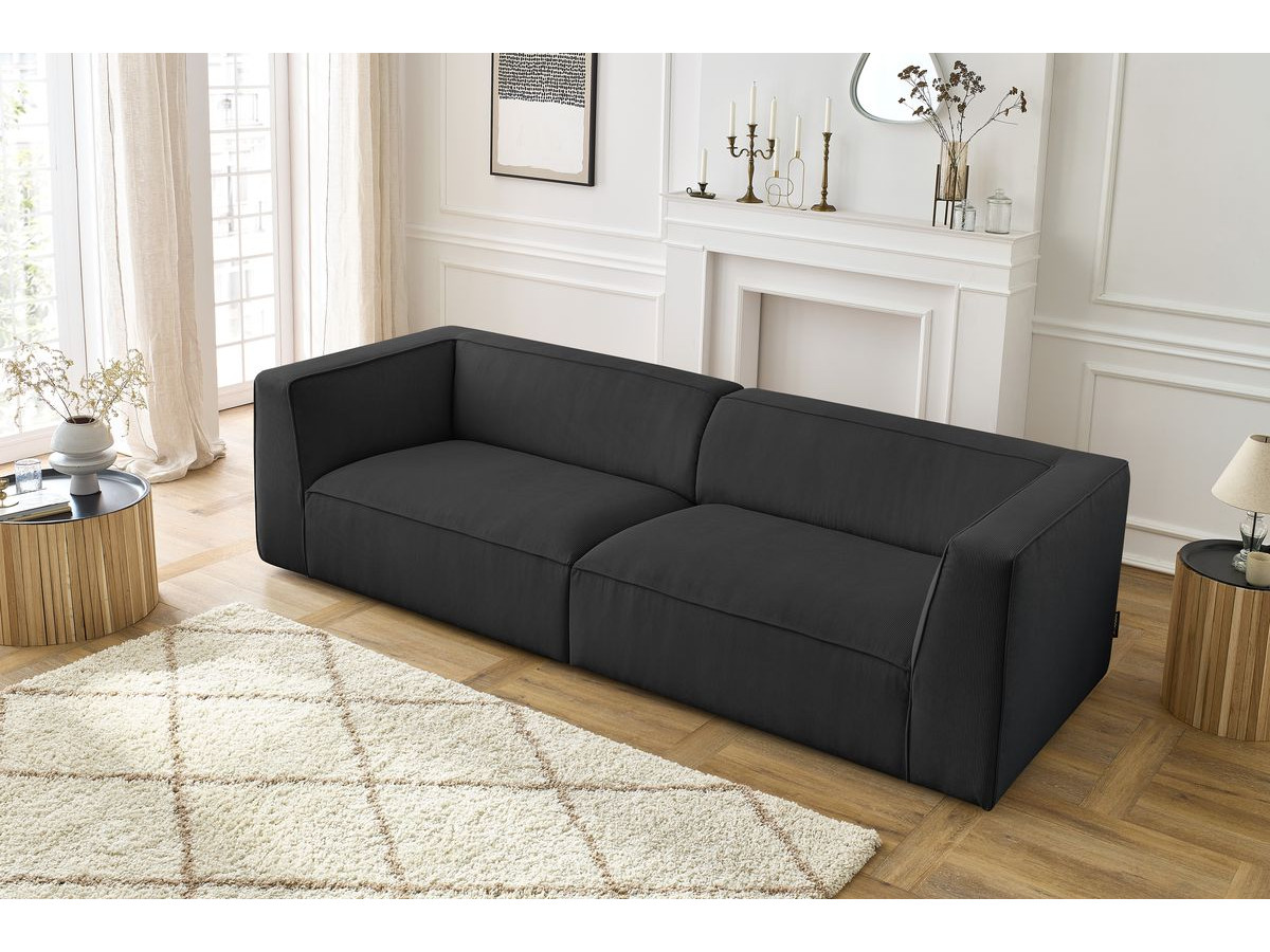 Canapé droit 4 places MOLIERE velours côtelé gris foncé — vue 6