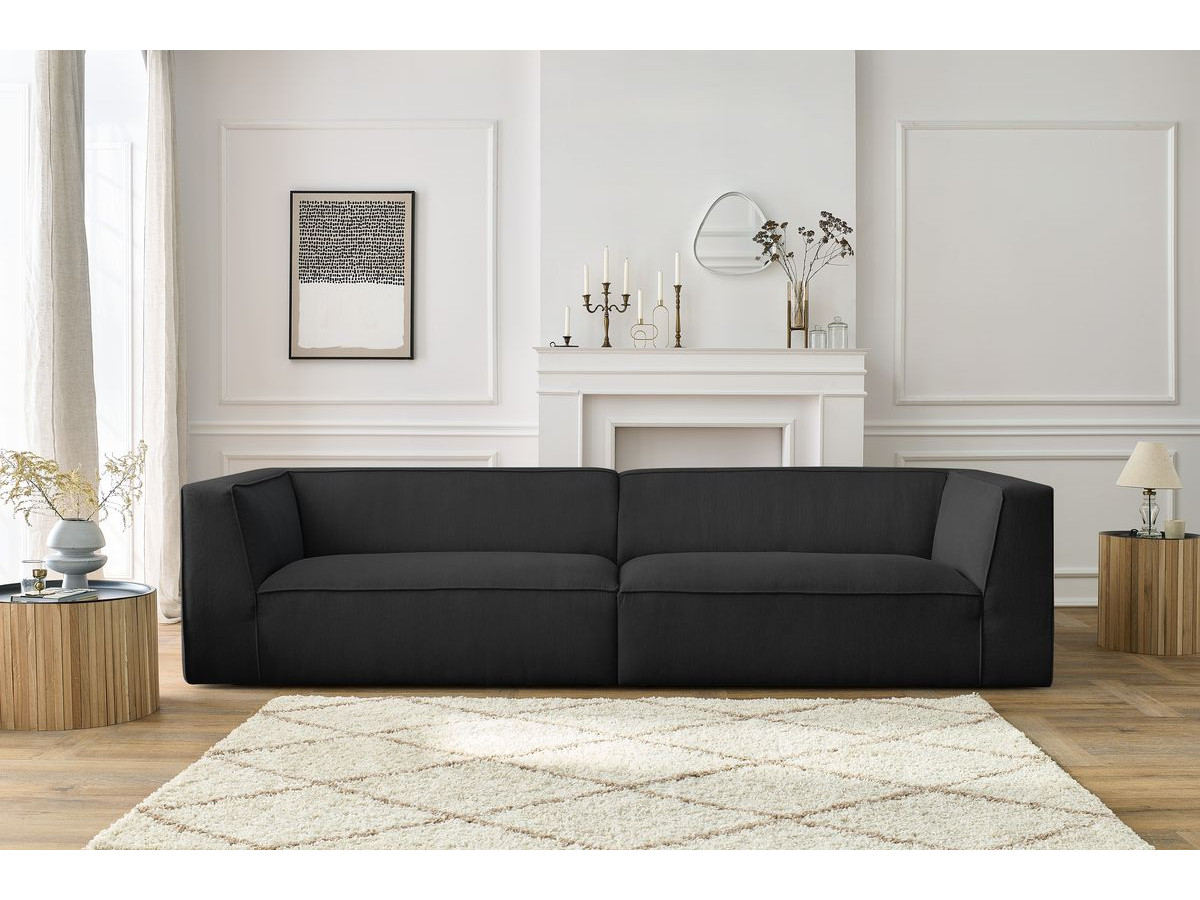 Canapé droit 5 places MOLIERE velours côtelé gris foncé — vue 4