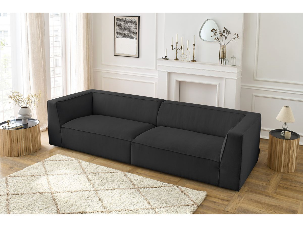 Canapé droit 5 places MOLIERE velours côtelé gris foncé — vue 6