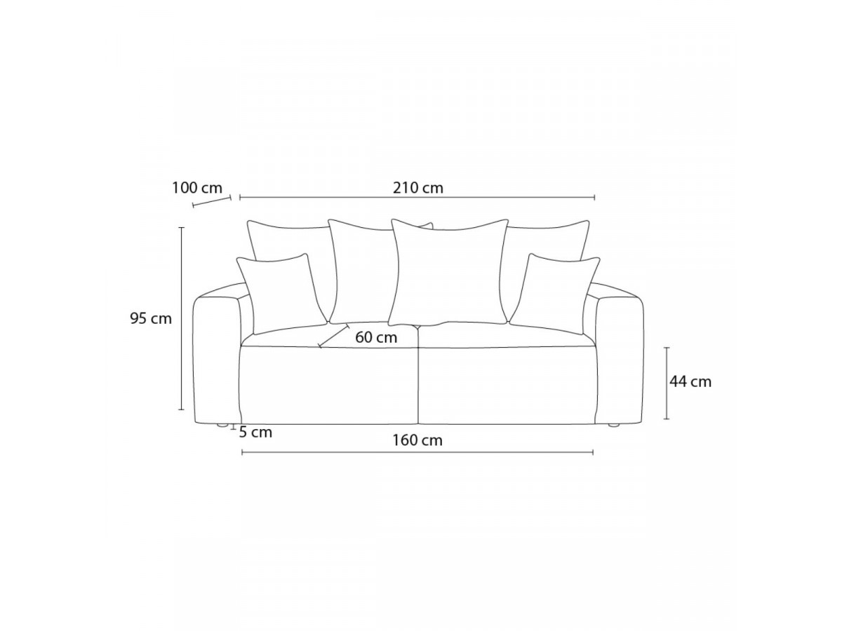 Canapé d'angle fixe EVEREST tissu chiné - Orange - Angle droit - 10 coussins