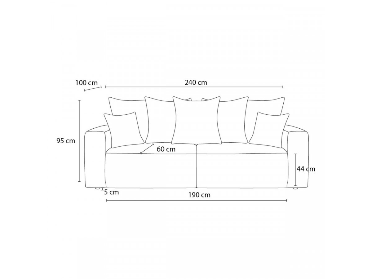 Canapé d'angle fixe EVEREST tissu chiné - Orange - Angle droit - 10 coussins