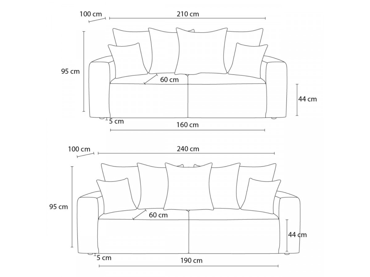 ENVY 3 + 2 zits vaste rechte bankstel in corduroy