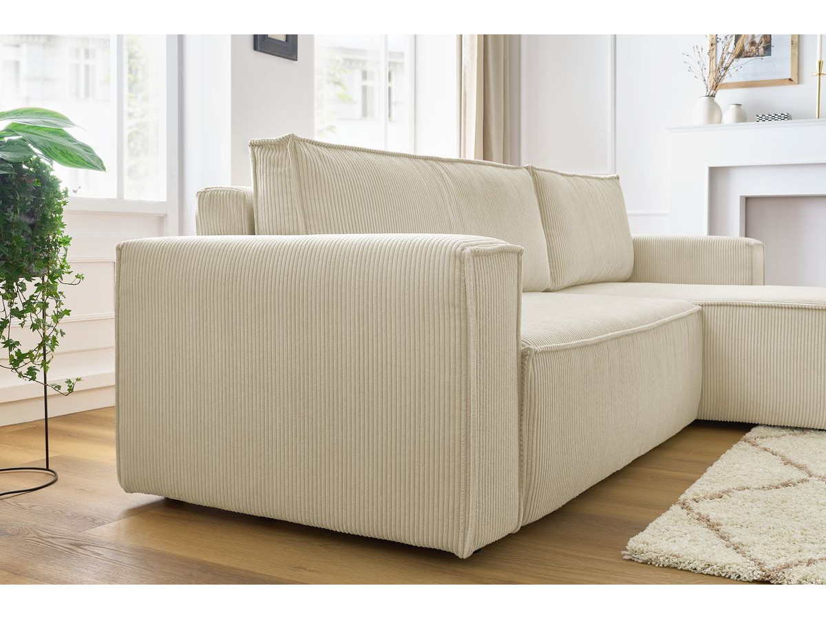 Canapé d'angle fixe EVEREST tissu chiné - Orange - Angle droit - 10 coussins