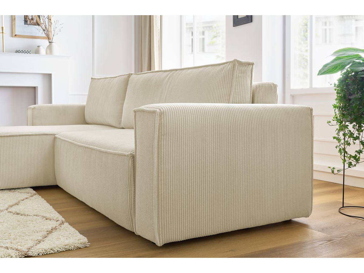 Canapé d'angle fixe EVEREST tissu chiné - Orange - Angle droit - 10 coussins