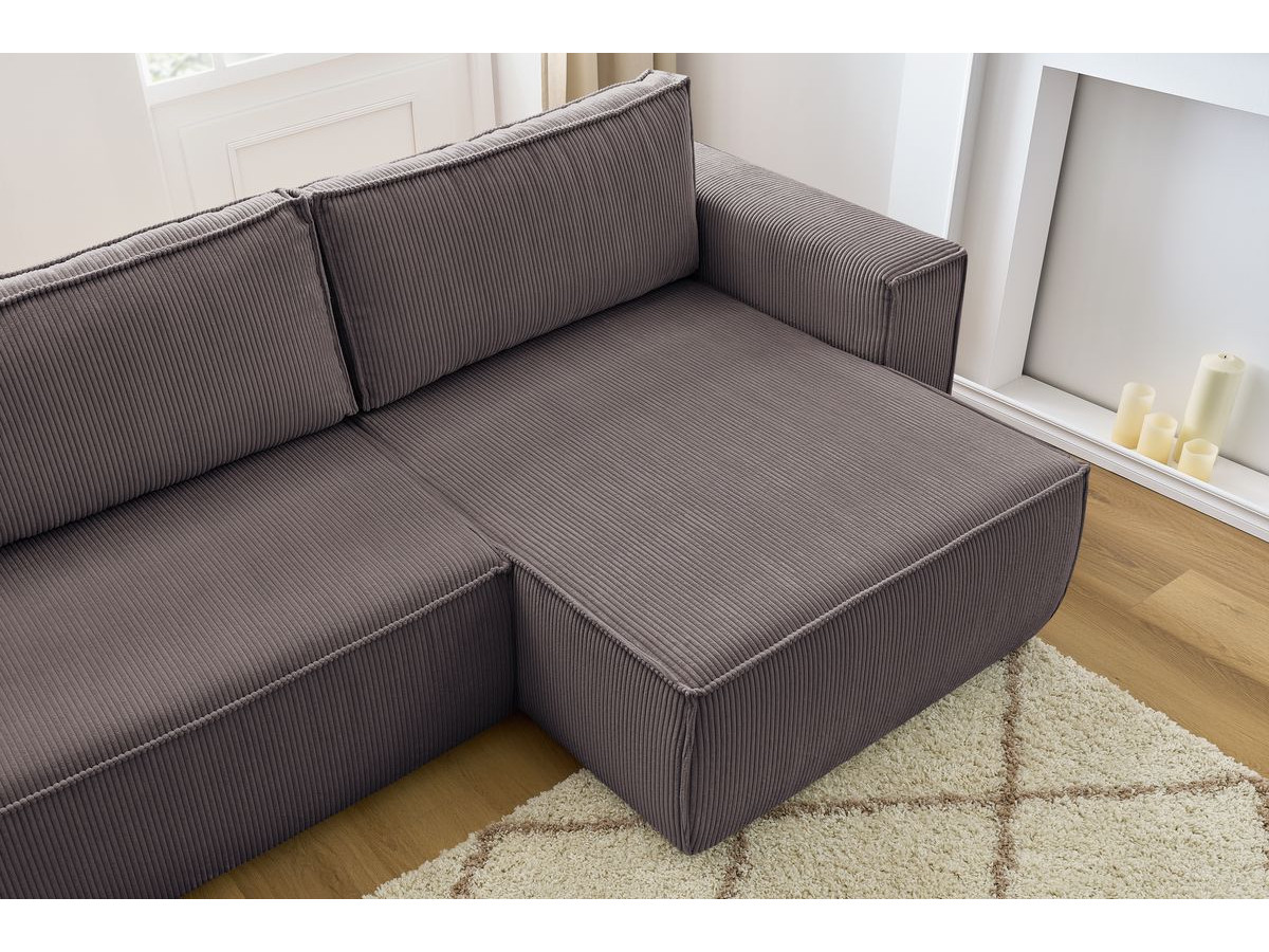 Canapé d'angle réversible convertible coffre NIHAD velours côtelé