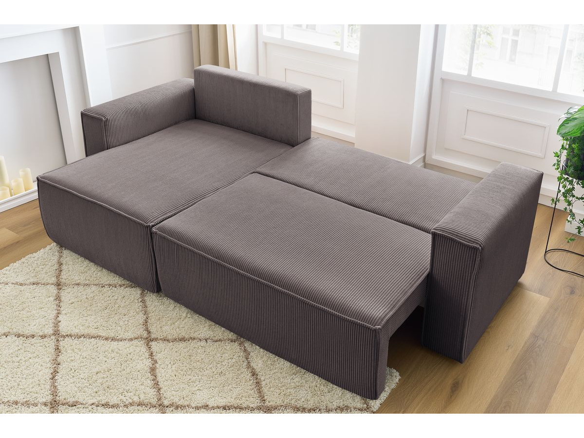 Canapé d'angle réversible convertible coffre NIHAD velours côtelé