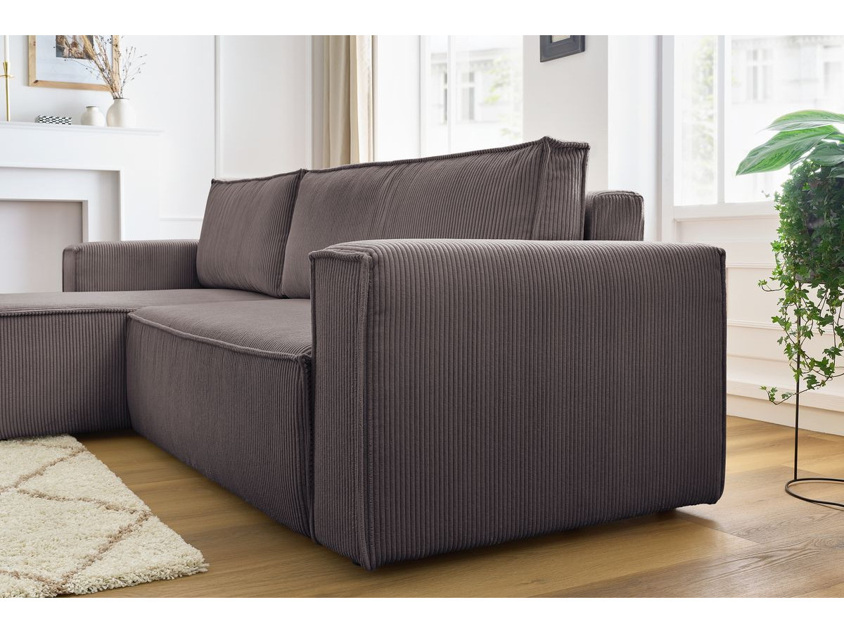 Canapé d'angle réversible convertible coffre NIHAD velours côtelé