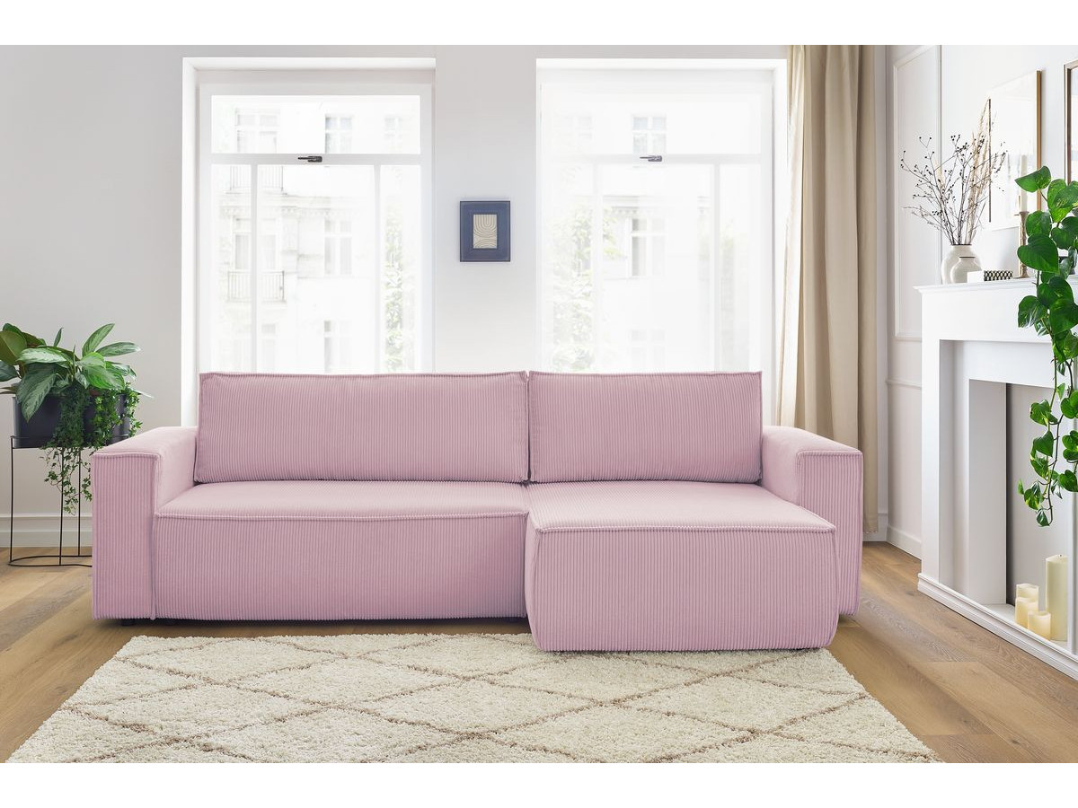 Canapé d'angle réversible convertible coffre NIHAD velours côtelé