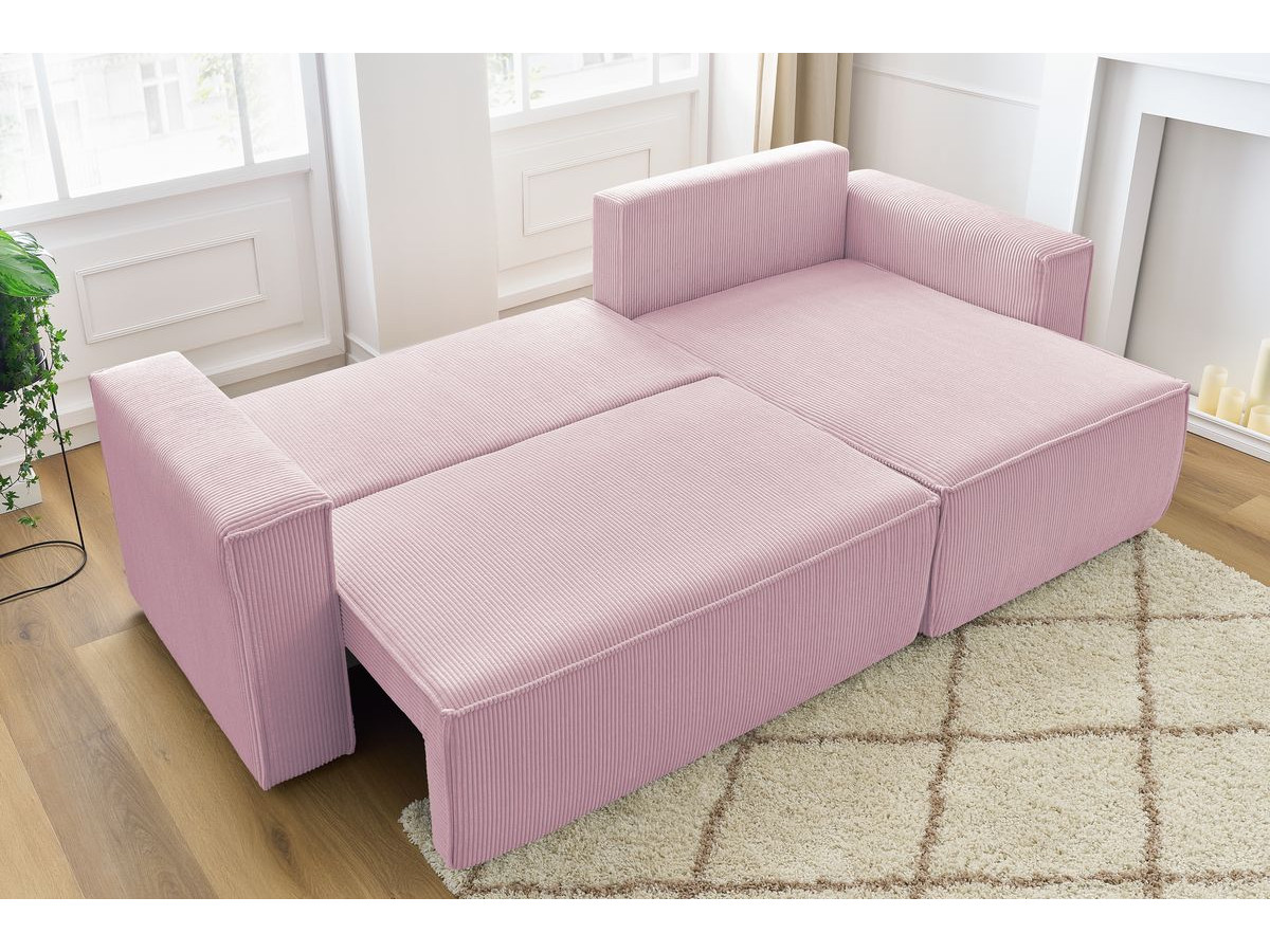 Canapé d'angle réversible convertible coffre NIHAD velours côtelé