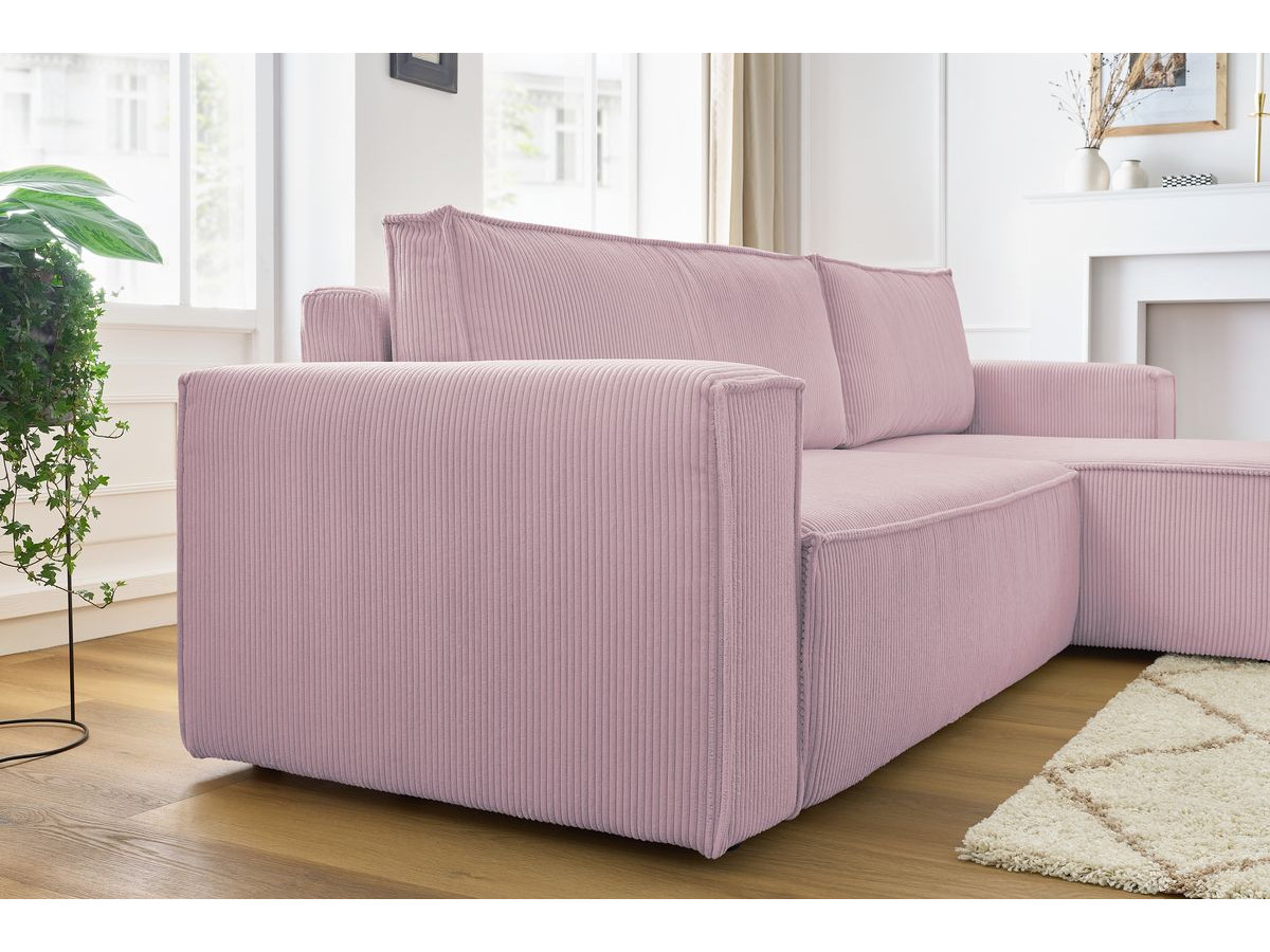 Canapé d'angle réversible convertible coffre NIHAD velours côtelé