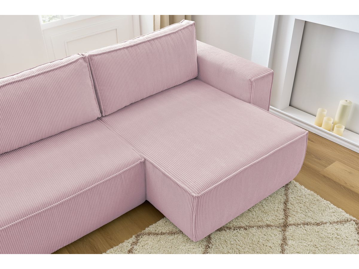 Canapé d'angle réversible convertible coffre NIHAD velours côtelé