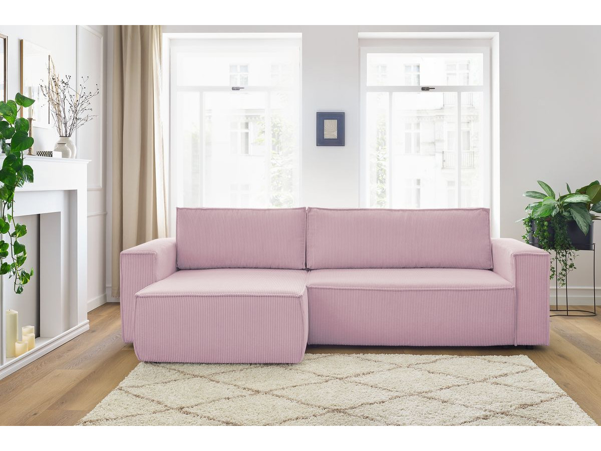 Canapé d'angle réversible convertible coffre NIHAD velours côtelé