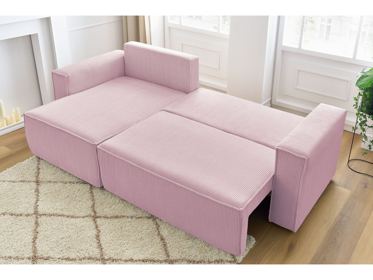 Canapé d'angle réversible convertible coffre NIHAD velours côtelé