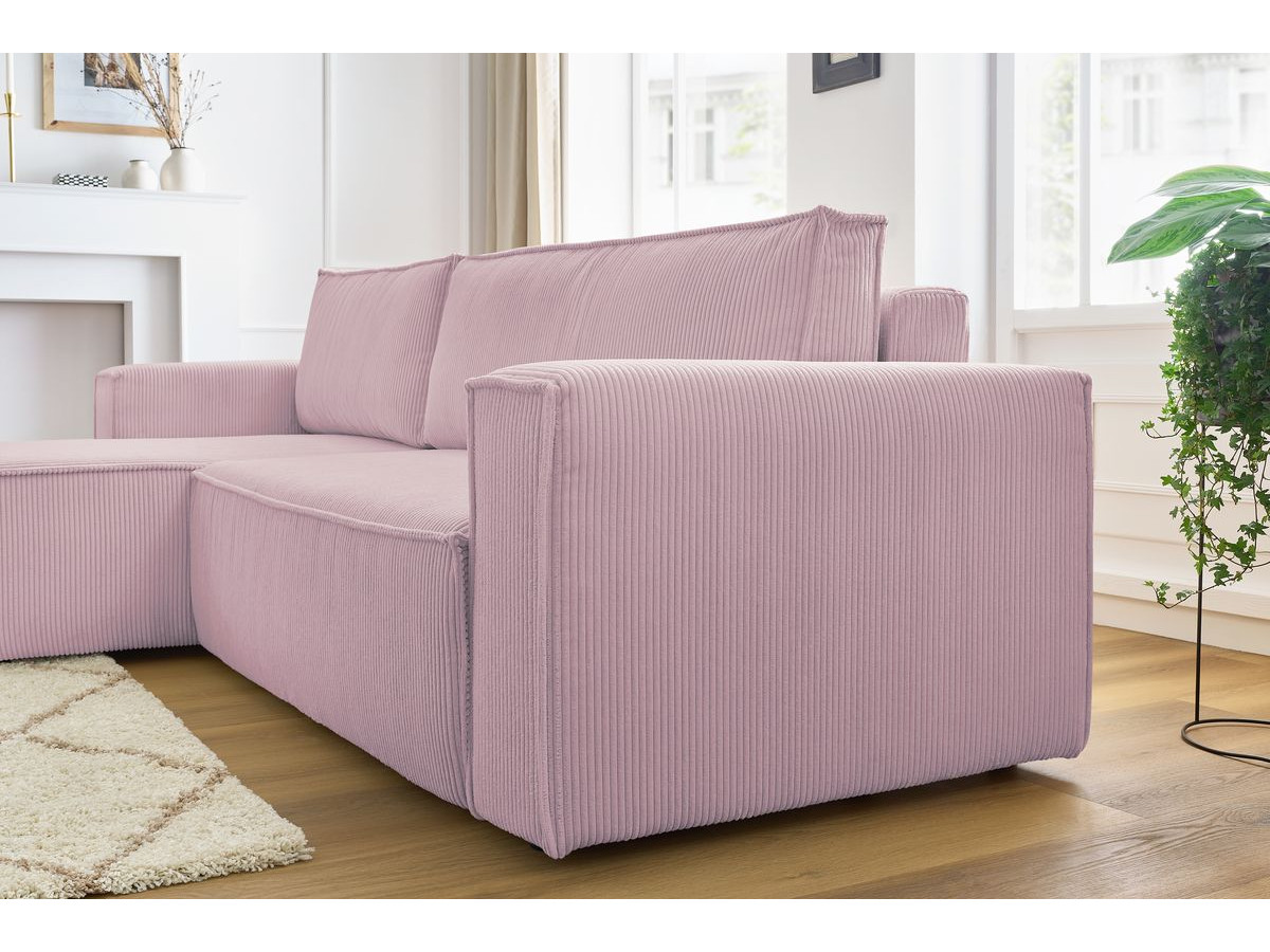 Canapé d'angle réversible convertible coffre NIHAD velours côtelé