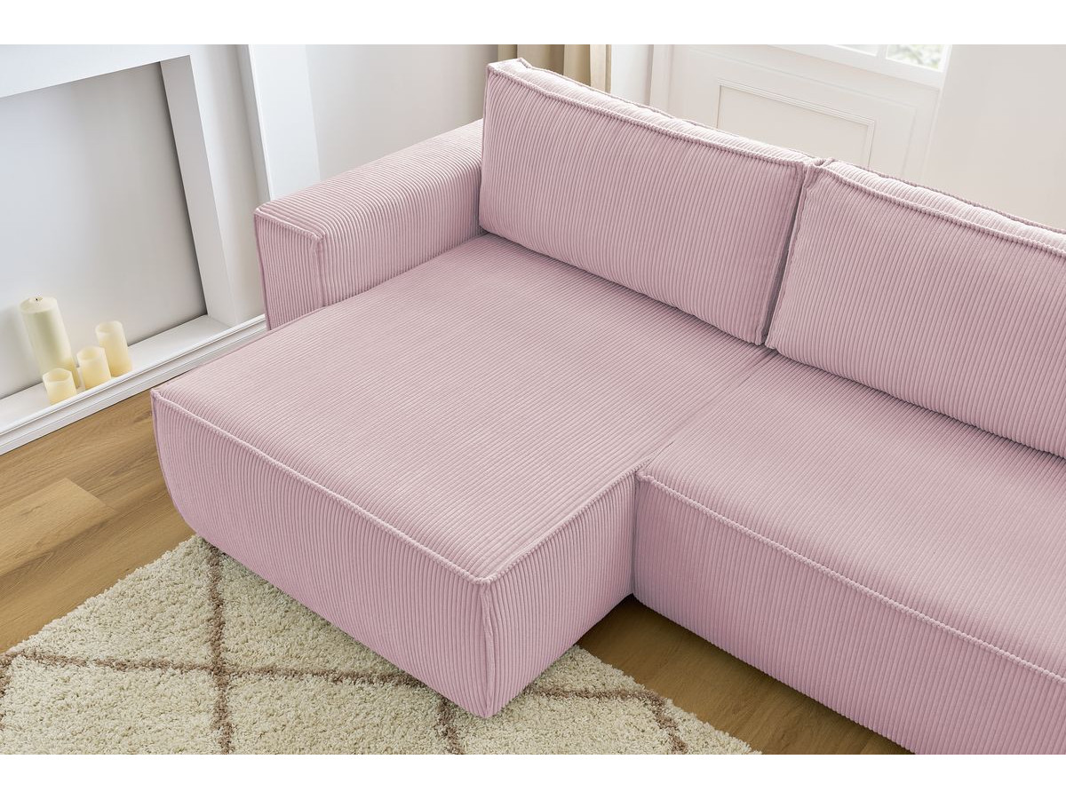 Canapé d'angle réversible convertible coffre NIHAD velours côtelé