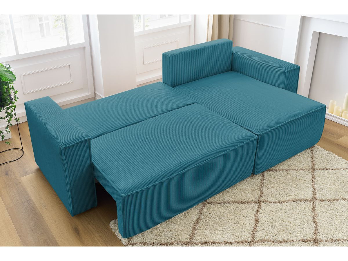 Canapé d'angle réversible convertible coffre NIHAD velours côtelé