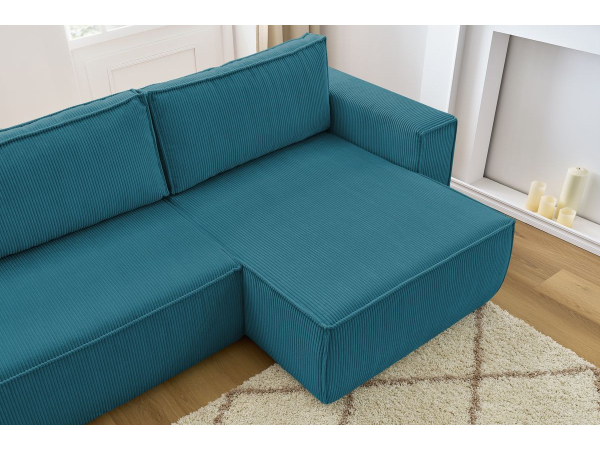 Canapé d'angle réversible convertible coffre NIHAD velours côtelé