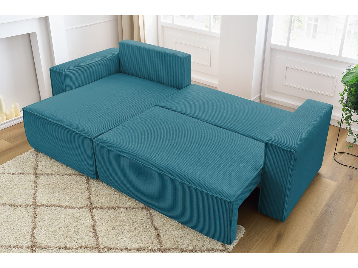 Canapé d'angle réversible convertible coffre NIHAD velours côtelé