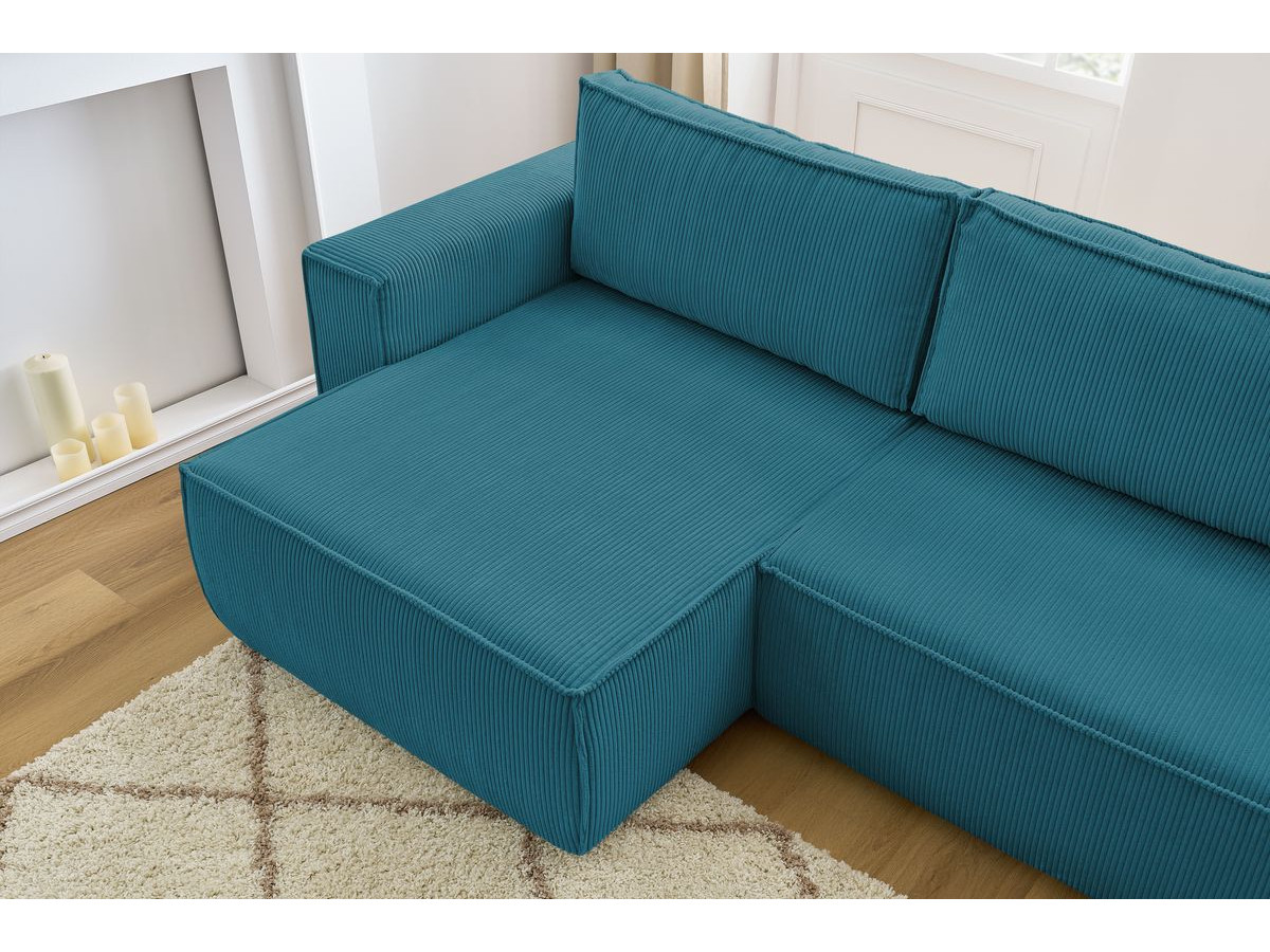 Canapé d'angle réversible convertible coffre NIHAD velours côtelé