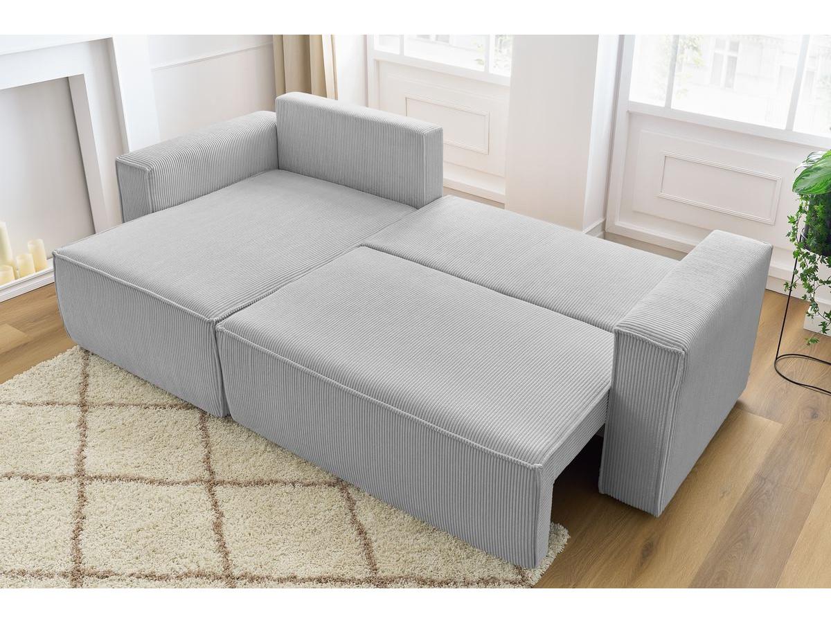 Canapé d'angle réversible convertible coffre NIHAD velours côtelé