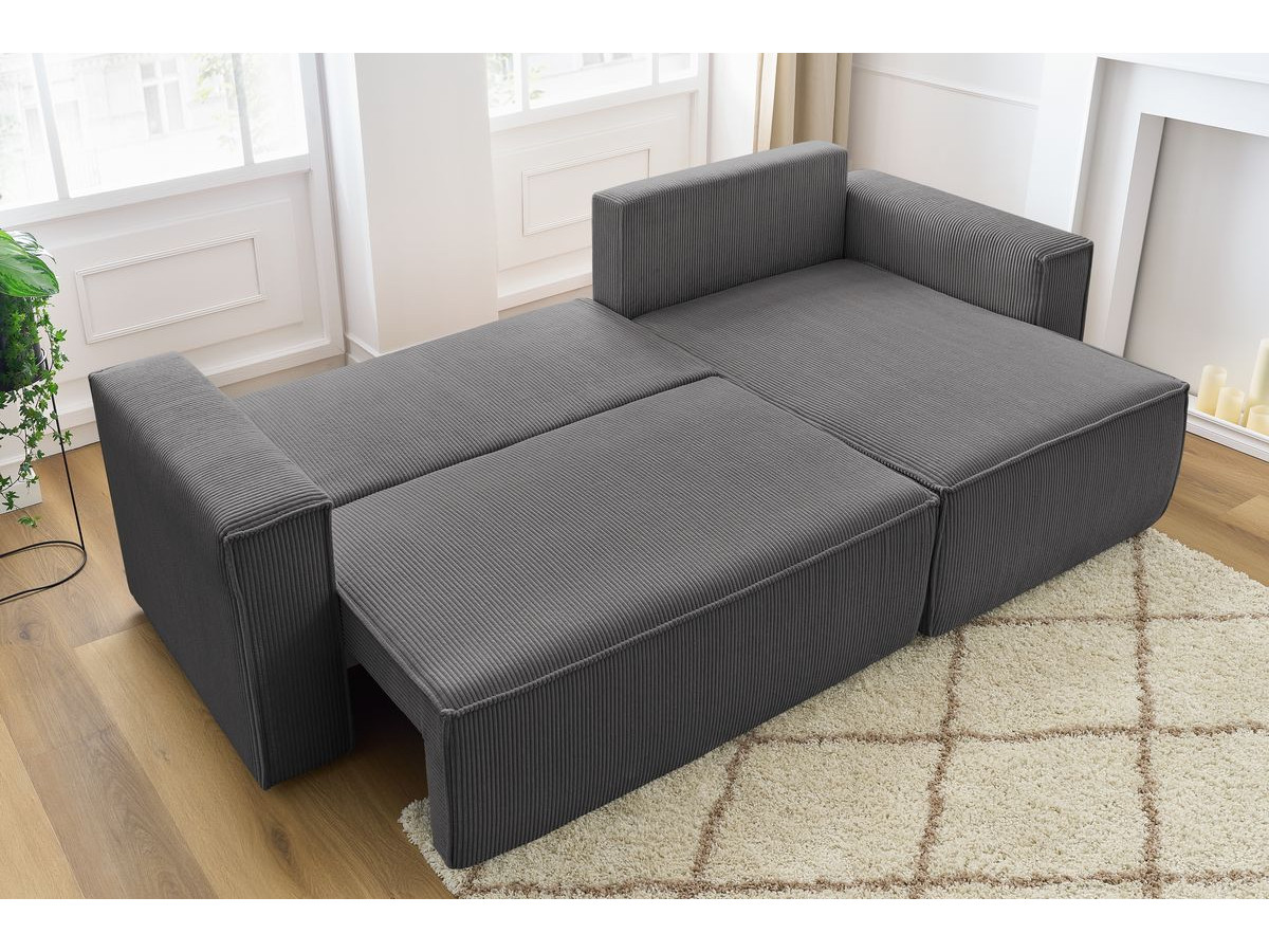Canapé d'angle réversible convertible coffre NIHAD velours côtelé