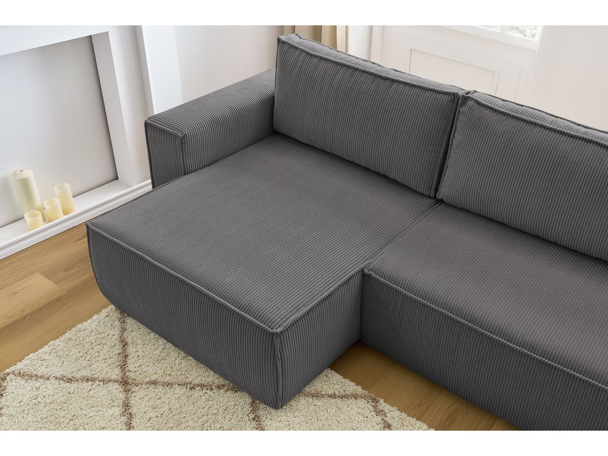 Canapé d'angle réversible convertible coffre NIHAD velours côtelé