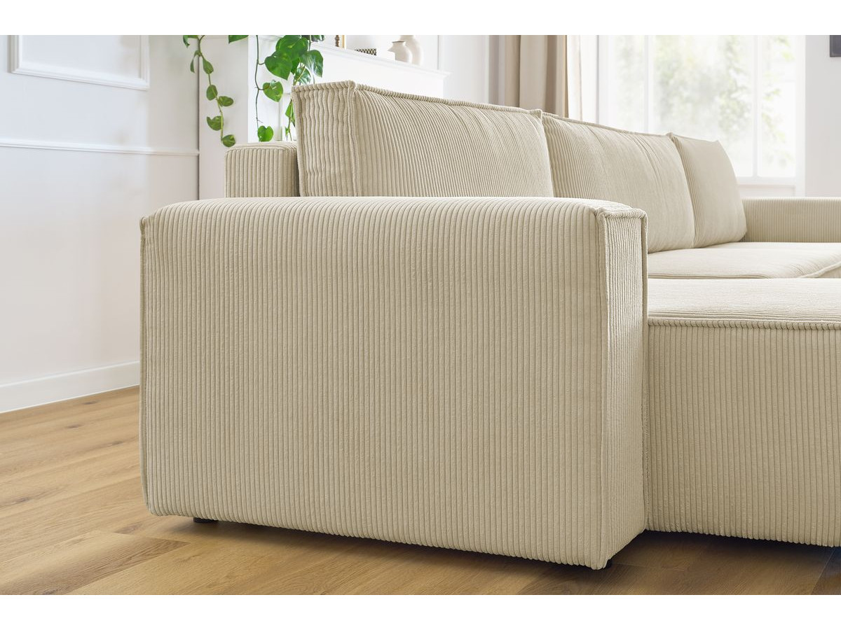 Canapé d'angle fixe EVEREST tissu chiné - Orange - Angle droit - 10 coussins
