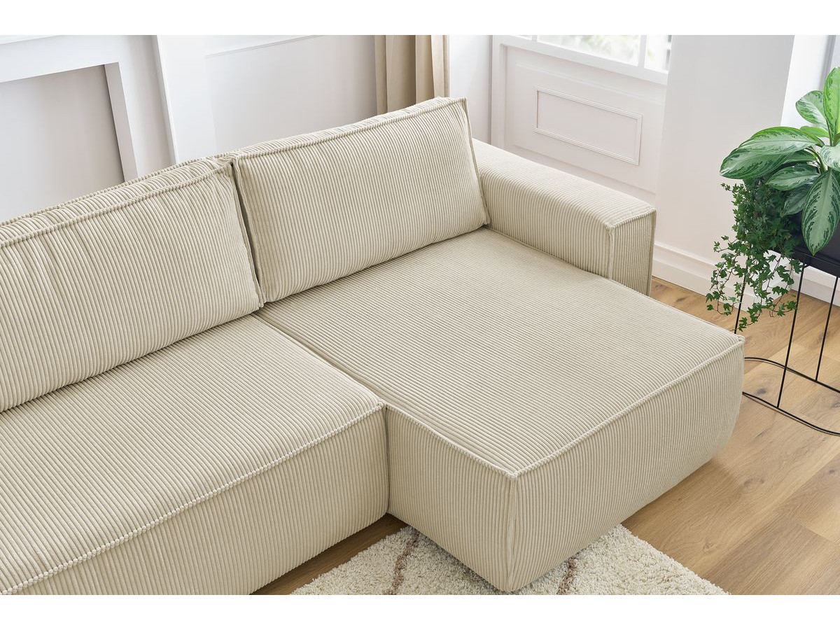 Canapé d'angle fixe EVEREST tissu chiné - Orange - Angle droit - 10 coussins